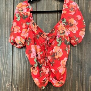 H&M Red Floral Blouse
